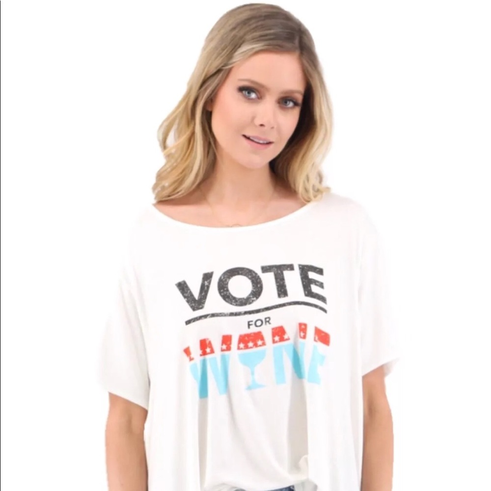 Judith March WHITE TEE Vote For WINE 🍷Spring 2018